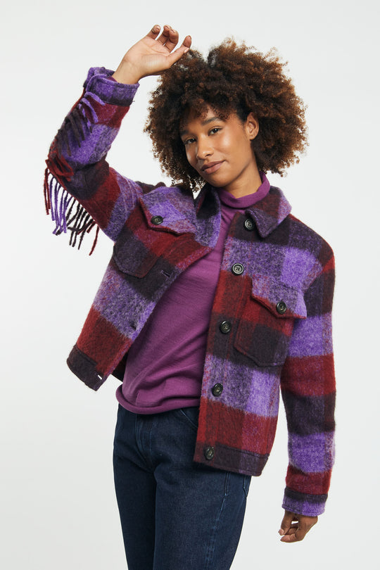 Woolrich FRINGE TRIM CHECK OVERSHIRT 4204