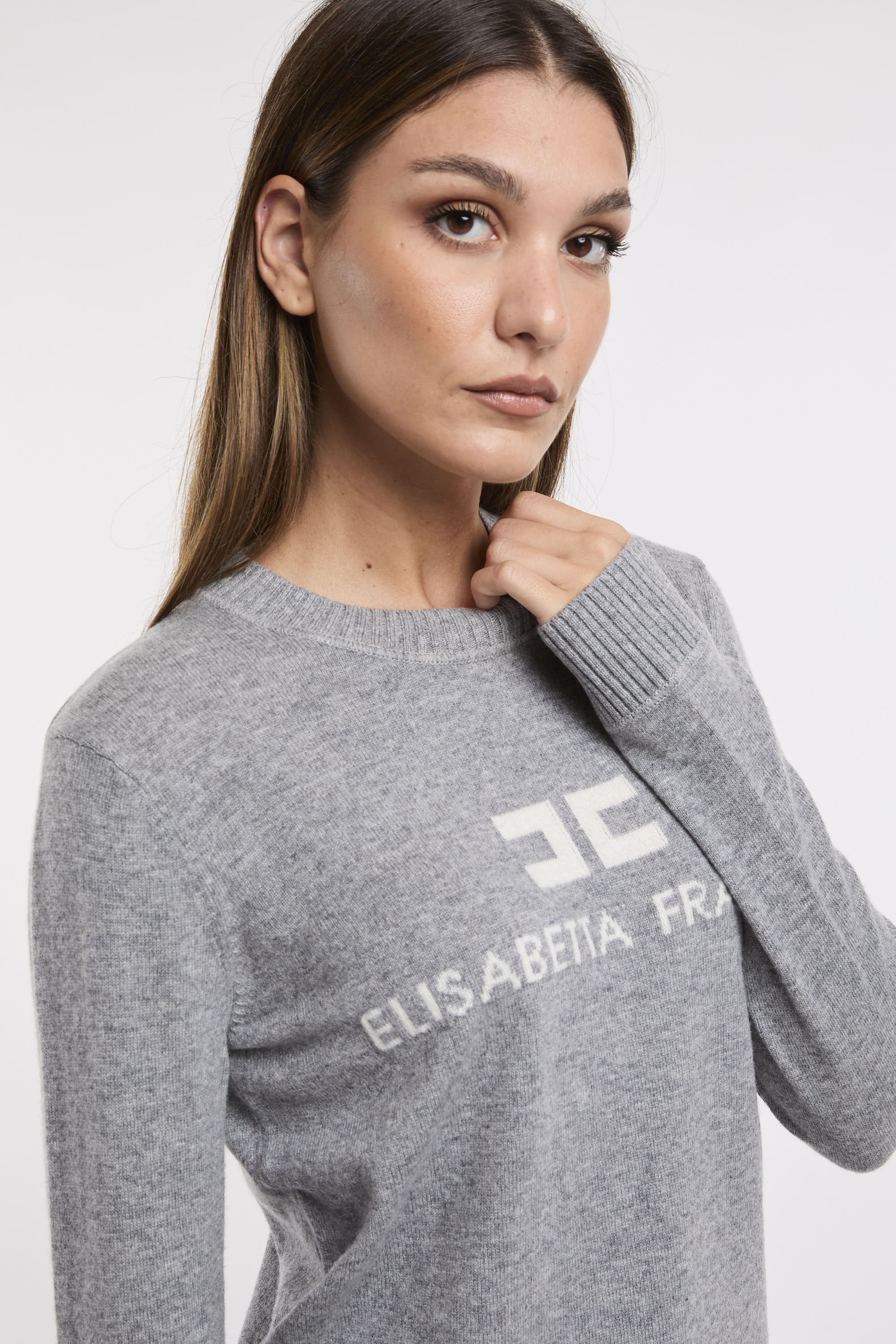 Elisabetta Franchi Pullover Logo 6028 Grigio Donna » Miss