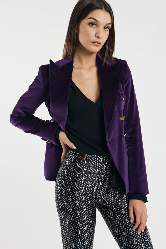 Tagliatore Giacca Doppiopetto in Velluto Colore Viola