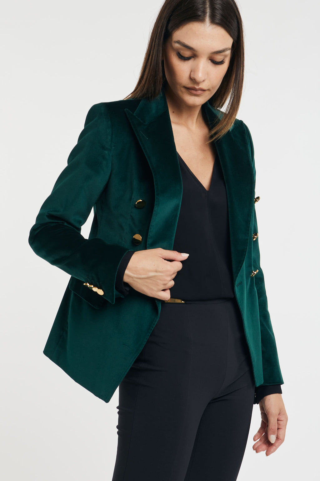 Tagliatore Giacca Doppiopetto In Velluto Colore Verde Donna Β» Miss