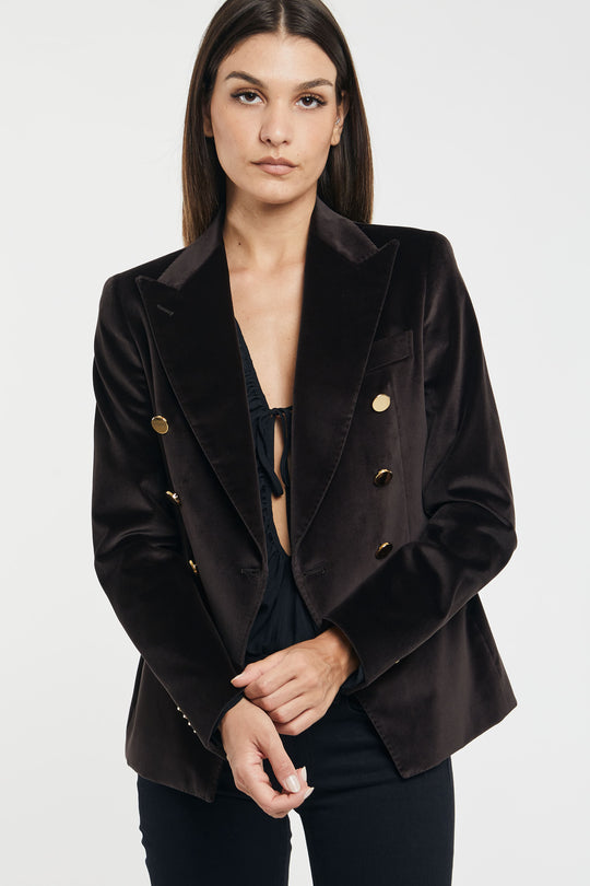 Tagliatore Giacca Doppiopetto in Velluto Colore Cioccolato 4417