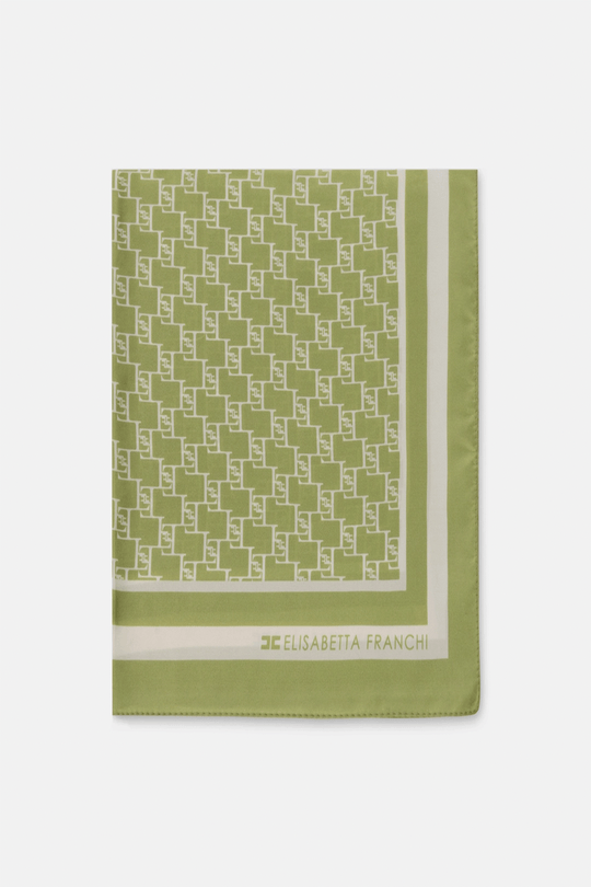 Elisabetta Franchi Foulard medio in twill di seta stampa logo 5054