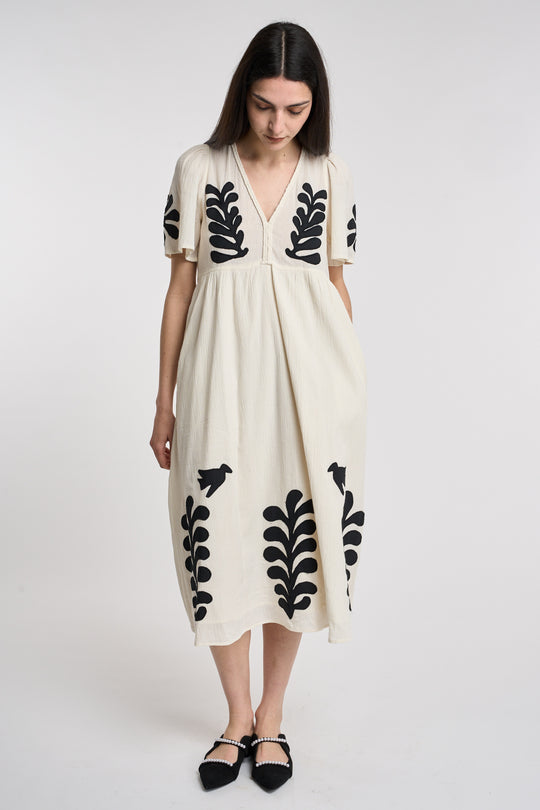 Leon & Harper Abito lungo con fiori ricamati 5722