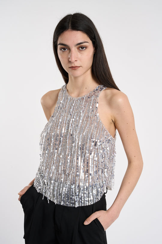 Elisabetta Franchi Top Crop Paillettes  5070