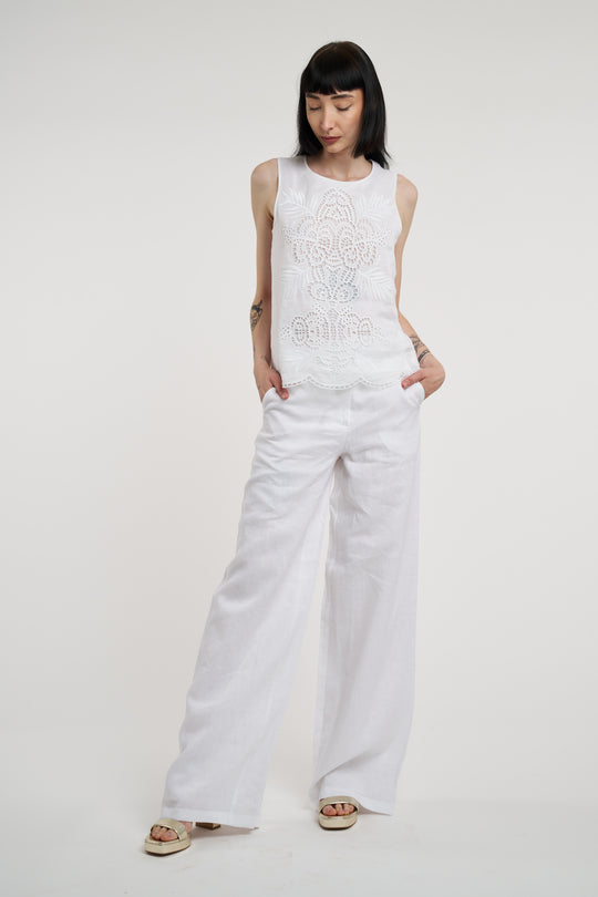 MaxMara Top Lino Ricamato 7331