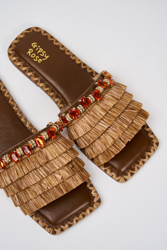 Gipsy Rose Sandali Flat in Rafia  5643