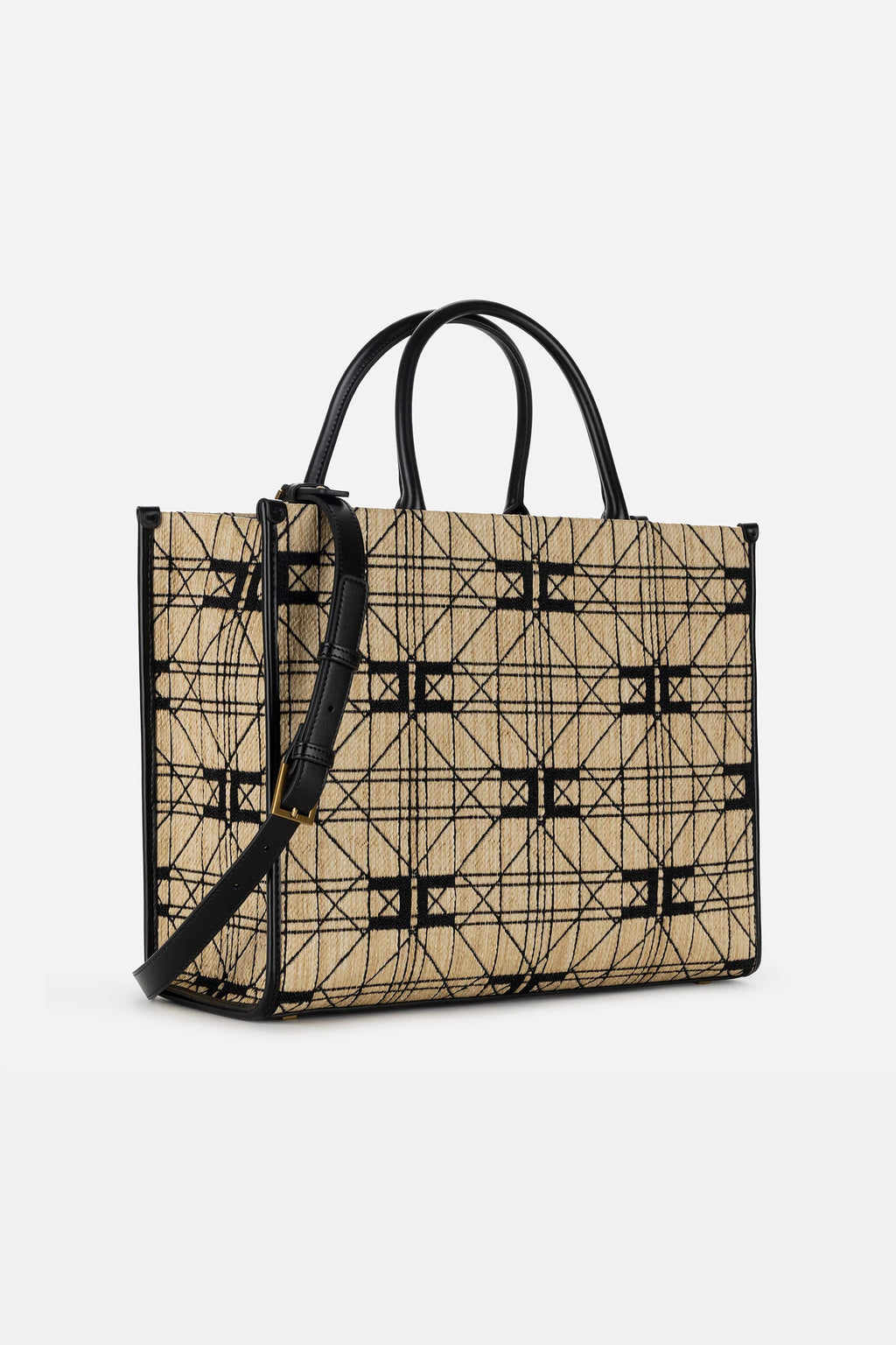 Elisabetta Franchi Borsa Shopper Grande 5060 Paglia/nero Donna