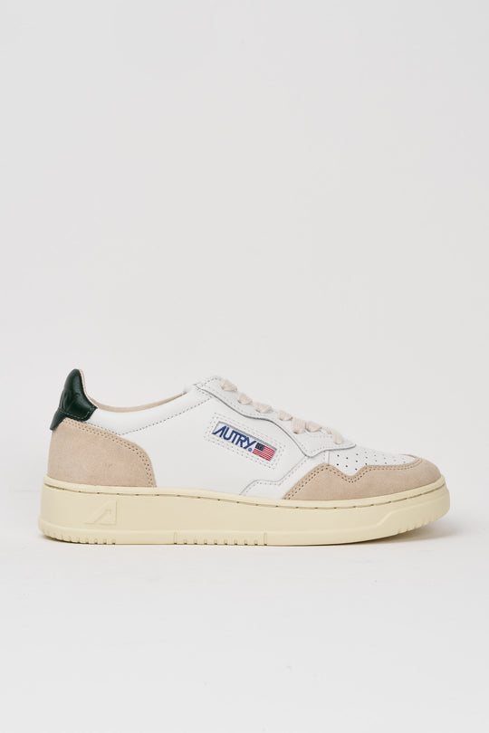 Autry Sneackers Medalist Low Pelle Suede Bianca Verdone 4042