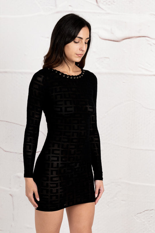 Elisabetta Franchi Mini Abito Logo in punto rete 3084